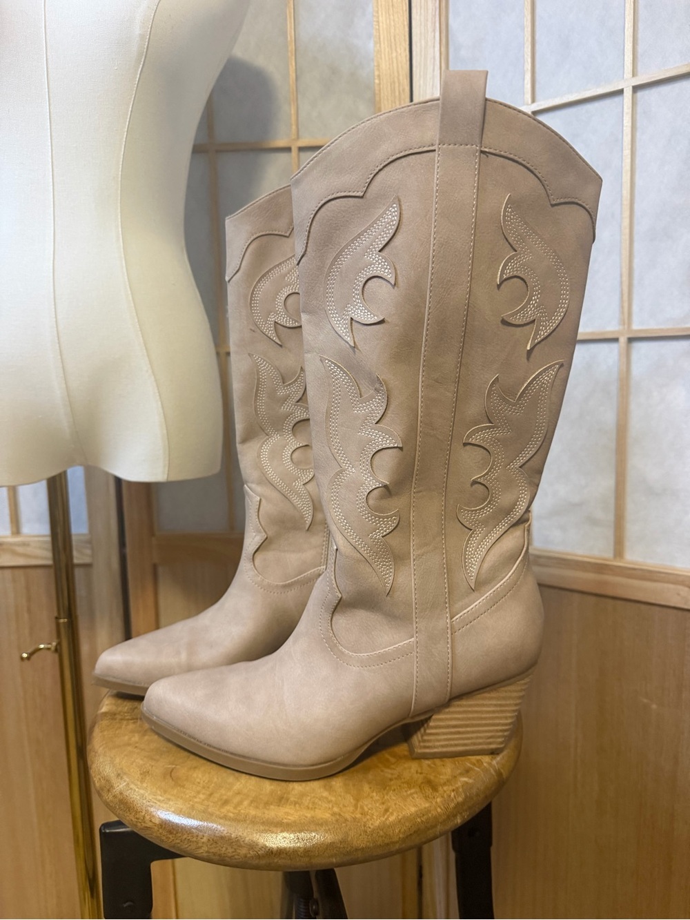 a new day Taupe Western Knee-High Heeled Boots